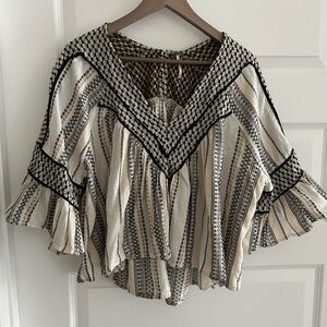 Free People Running on a Dream Top Cream Black Size L